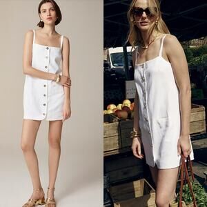 J. Crew White Mini Dress with Gold Buttons